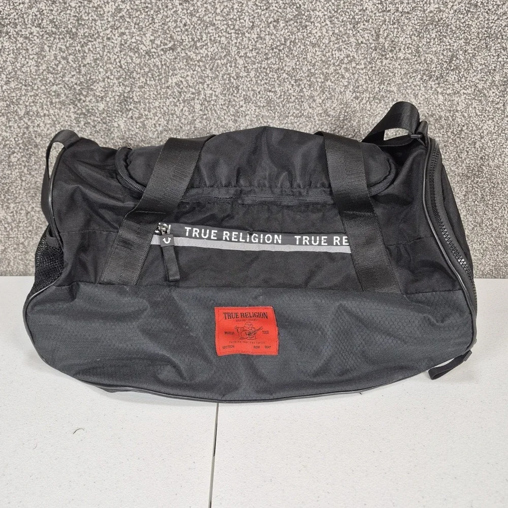 True‎ Religion Duffle Bag Black Gym Shoulder Strap Multi-Pockets